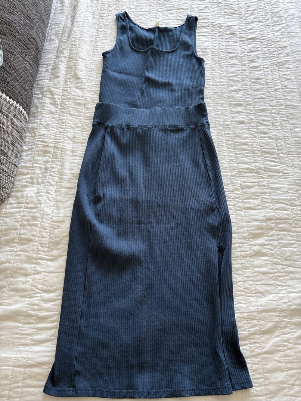 Pact Ribbed Tank & Pencil Skirt in Blue - Organic Cotton